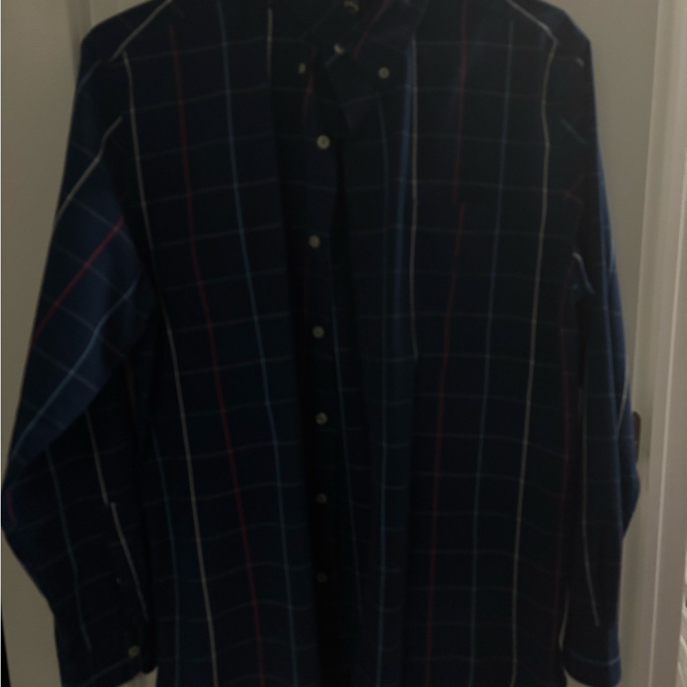 Chaps Navy and Red Plaid Button Down Shirt